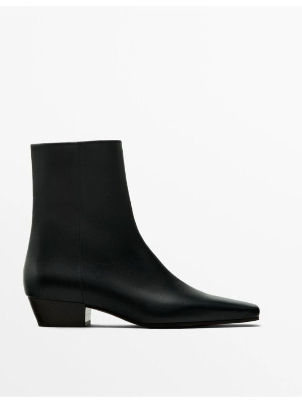 Massimo Dutti Black Square Toe Ankle Boots